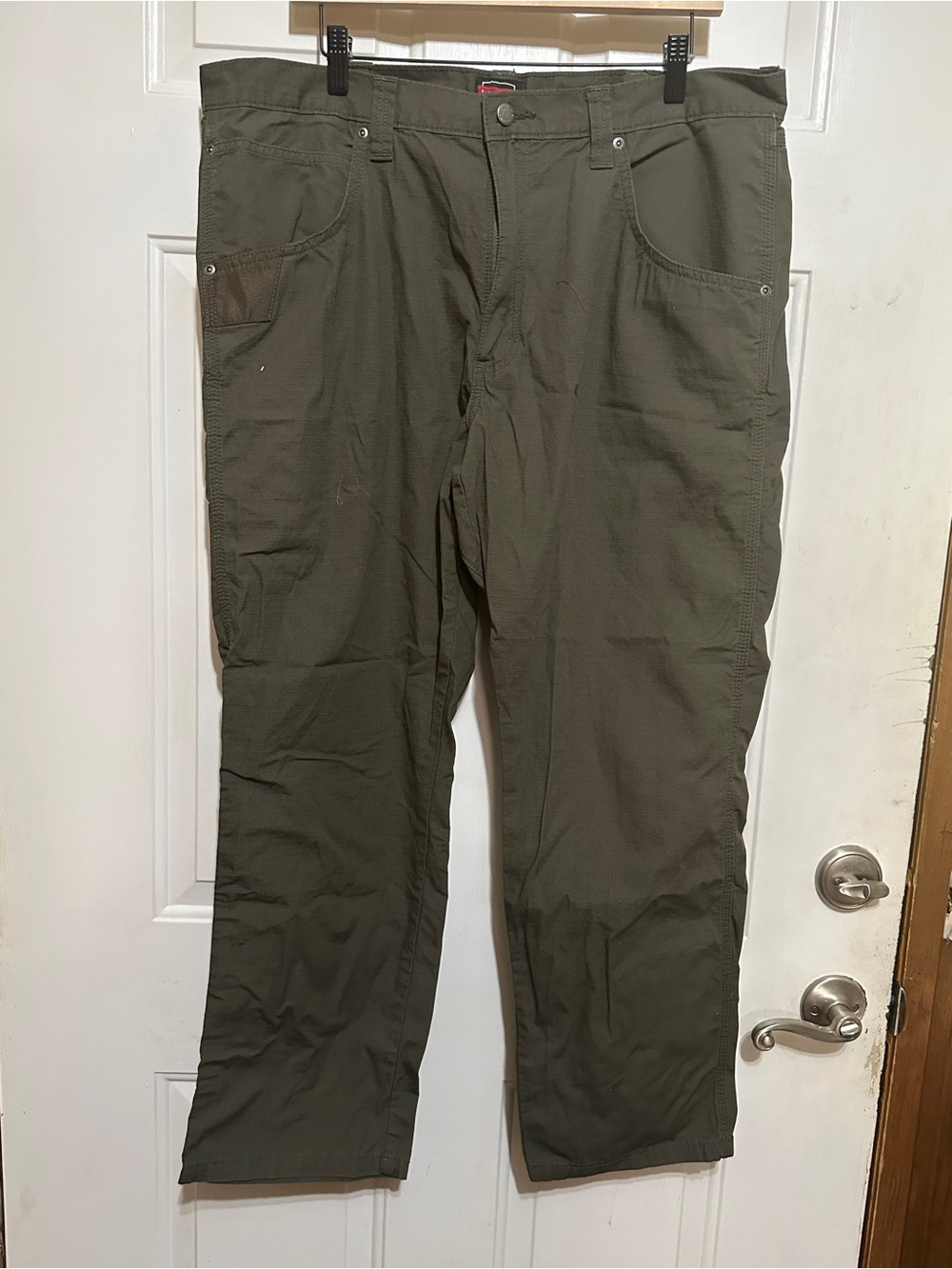 Wrangler Workwear Ranger Pant Ripstop Men's Sz 38x30 Olive Green/Brown 10WMWT1LD